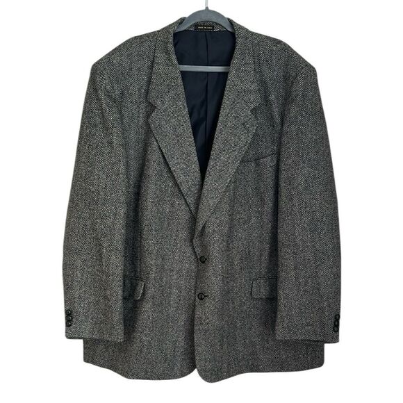 Alexander Lloyd Vintage Men’s Wool Herringbone Blazer Single Vented Gray 54R - Picture 1 of 16